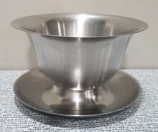VOLLRATH #6206 Stainless Steel Gravy Sauce Dip Bowl Server w/ Attached Saucer