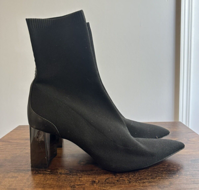 Zara Pointed Toe Heel Sock Boots Black Women's Size 41 US Size