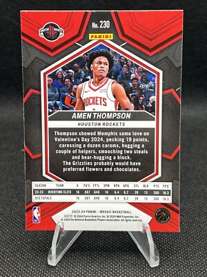 Amen Thompson 2023-24 Mosaic Basketball RC Base Rookie | eBay