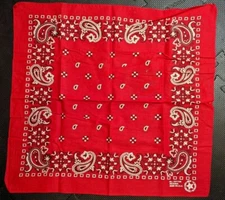 Vintage Red & White Floral 100% Cotton Bandana Made In USA RN 13960