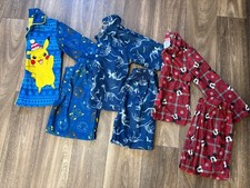 BOYS FLANNEL PAJAMA PANTS SETS SIZE 8 MIXED LOT POKEMON DINOSAUR MICKEY MOUSE