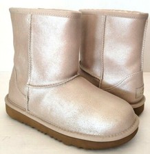 NEW CLASSIC KIDS SHORT II SHIMMER GOLD METALLIC GLITTER SHORT BOOTS US 3K