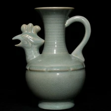 8"Chinese Antique Song Dynasty Ru Kiln Phoenix Head Pot