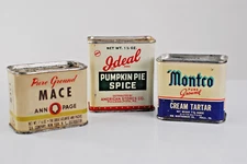 Vintage Ideal Pumpkin Pie Spice Spice Tin Retro Mace Montico Vintage Tins set