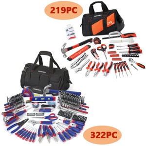 322/219PC Kit d'outils de réparation de la main de la maison Outils mécaniques de base ensemble avec/porter sac d'outil