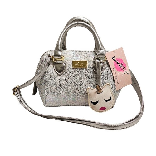 Rare betsey johnson backpack hoodie white plush fur unicorn 