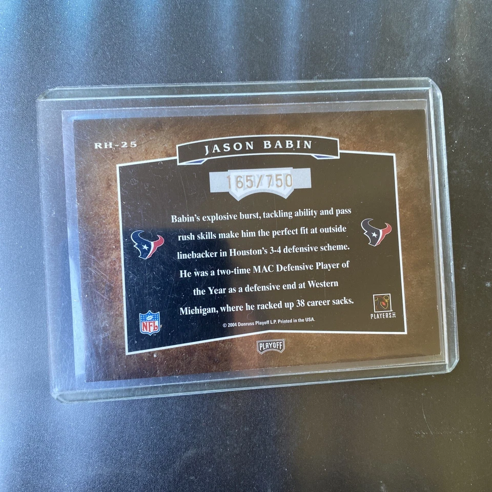 2004 Playoff Hogg Heaven Rookie Hoggs #RH25 Jason Babin 165/750 - Imagem 2 de 2