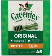 Original Dental Dog Chews Petite - 45 Treats - Dogs 15-25 lbs By Greenies