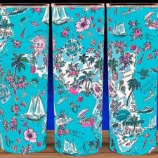 Lilly P Loves Florida Road Trip Floral Cup Mug Tumbler 20oz