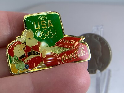Olympic Memorabilia LA 1984 Santa Coca-Cola Vintage Tack Pin T-3272