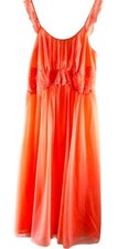 Vanity Fair Womens Tricot Nightgown Pink Scoop Lace Sheer Pleated Vintage 32