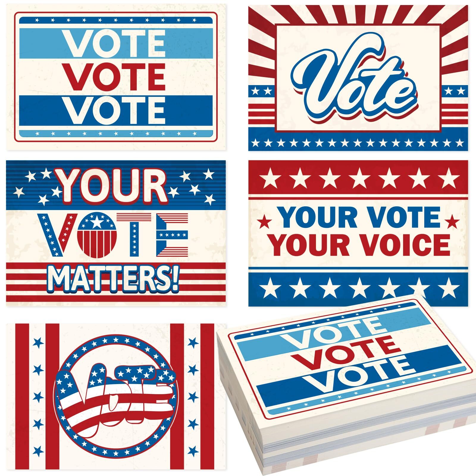 ceiba tree 120 Vote Postcards Vintage White Red Blue Blank Patriotic Theme El...