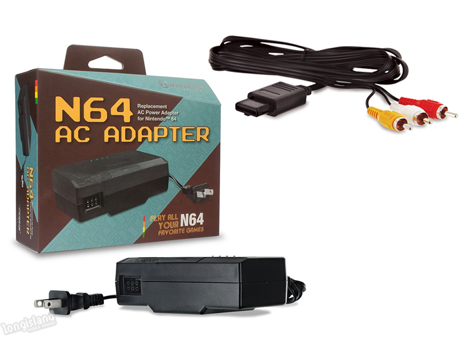 Nintendo 64 Power Supply AC + AV Cable Cord N64 System Console