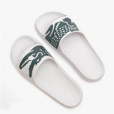 Mens Lacoste Croco 2.0 0721 Slide Sandals - White/Dark Green 