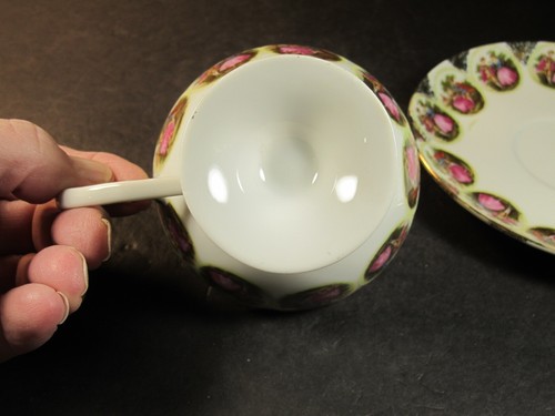 Vintage Victorian Lovers Decorated Porcelain Teacup & Saucer Set - Picture 8 of 8