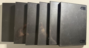 6 Black Empty Standard Size DVD Cases-Used