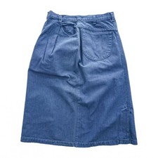OshKosh Vintage Denim Skirt Pleated Blue L 70s USA Talon Zip