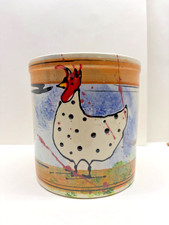 Donna Toohey Chicken Ceramic Round Crock 6.5 in tall