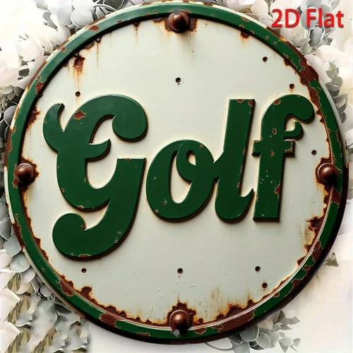 Round Vintage Golf Aluminum Tin Metal Signs Home Décor 8x8