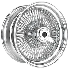 15x7" LA Wire Wheels STD 100-Spoke Straight Lace Chrome/Chrome Knock-Off (B09)