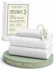 100 Organic Cotton White Sheets Set 3-Piece Pure Twin XL 01: Pure White