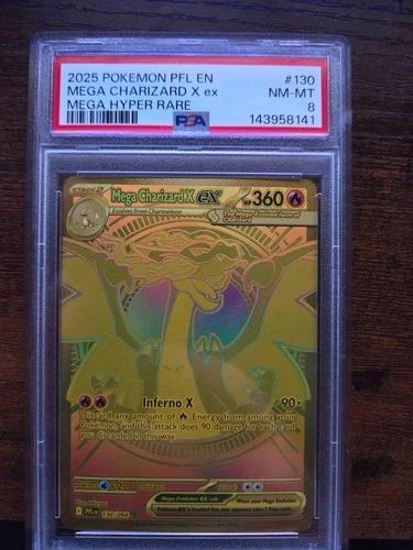 Mega Charizard X ex 130/094 Me02: Phantasmal Flames Holo PSA 8