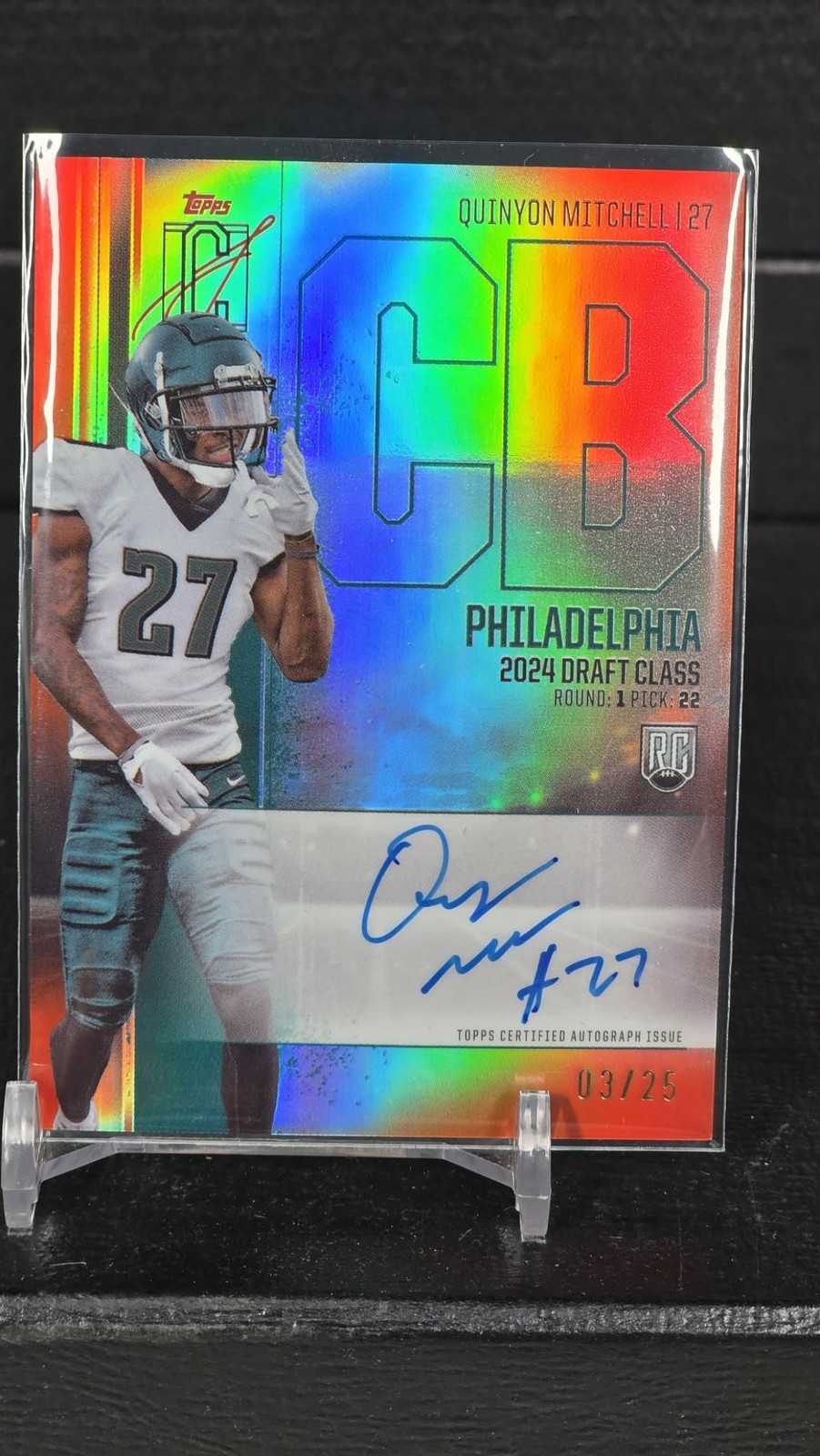 Quinyon Mitchell Topps Signature Class Rookie Class Chrome Autograph Variation #RCVQM Red Refractor