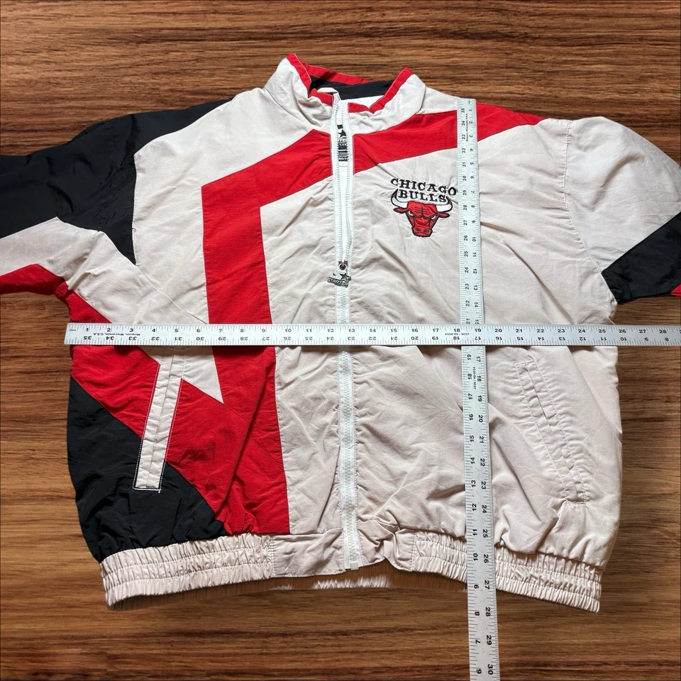 Chaqueta cortavientos vintage Chicago Bulls NBA Starter color block para hombre XL Foto 4 de 4