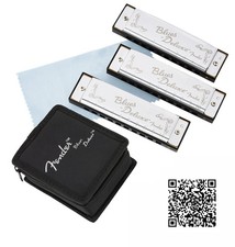 Fender Blues Deluxe Harmonica 3 Pack - Keys A, C, G w/ Carrying Case
