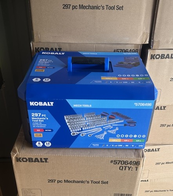 #ad Kobalt 297 Piece Standard amp; Metric Polished Chrome Mechanics Tool Set with CASE $149.00