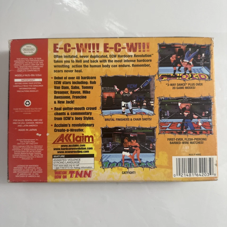 ECW: Hardcore Revolution (Nintendo 64, N64, 2000) Complete CIB - Tested - Image 3 of 4