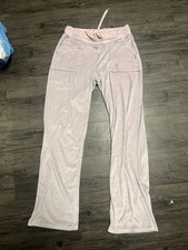 Juicy Couture Pink Velour Y2K Rhinestone Spell Out Casual Sweat Pants Small