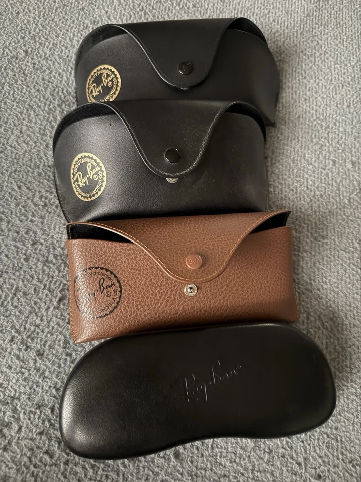 Lot of 4 Authentic Ray-Ban Eyeglass Cases – Black & Brown Leather – Used Good - Image 2 of 4