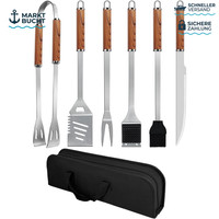 Grillbesteck Set 6-Teilig Edelstahl Mit Tragetasche GrillzubehöR BBQ Camping