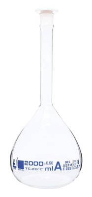 Volumetric Flask, 2000ml - Astm, Class A - Polypropylene Stopper - Borosilicate