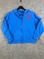 Polo Ralph Lauren Hooded Sweatshirt Boy XL Blue Full Zip Fleece Big Pony Pockets