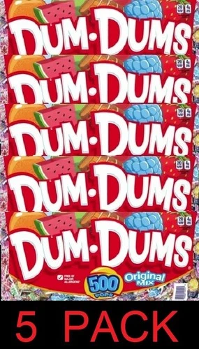 Dum Dums Original Mix Lollipops Suckers 500 pcs - 5 PACK