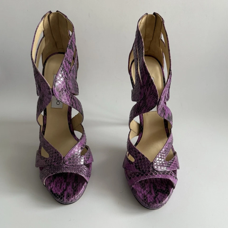 JIMMY CHOO SANDALI IN PITONE VIOLA - Imagen 2 de 4