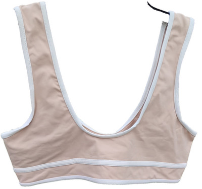 Stone Fox Swim Top Women's Size Small Beige Straps Recycled Nylon Stretch