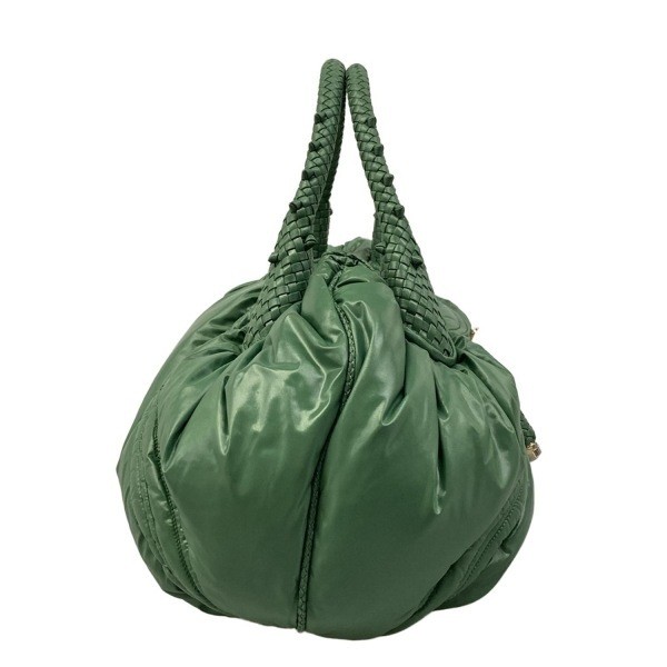FENDI Spy Bag Green 8BR511 Nylon Handbag Braided Handle Large