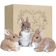 3 Pcs Bunny Decor Figurines Garden Decorations, Cute Bunny Yard Statues Outdo...