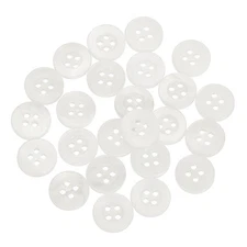 50 Pcs Natural Shell Button, 4 Hole 11.5mm Mother of Pearl Button, White
