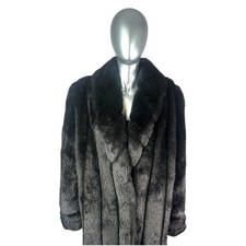 Black FAUX FUR Coat, Sz M, Certified Vintage Faux Fur
