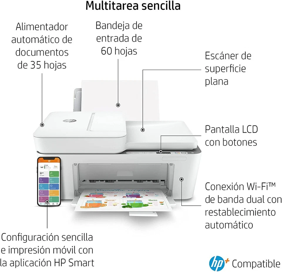 impresora HP Deskjet 4120e multifuncion Duplex Wifi SIN CARTUCHOS ni instanti... - Imagen 4 de 4