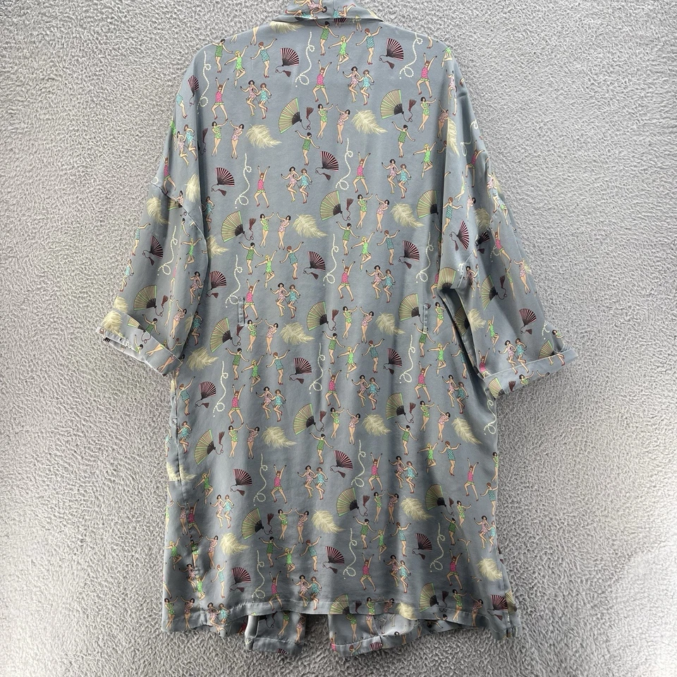Карен Мабон Anthropologie шелковый халат женщин большой серый Flapper девочка Гэтсби без ремня - Изображение 2 из 4