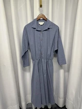 New Looks California Dress  Vintage Dusty Blue Dress Size 16 EUC Long 1980’s