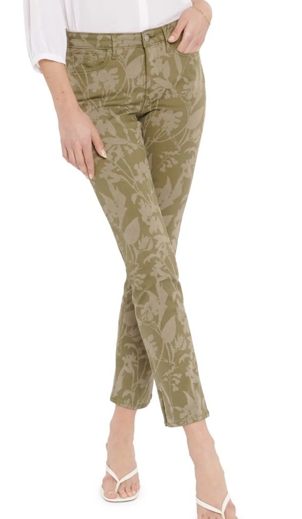 Floral Vines Olive Green Rivet Slits