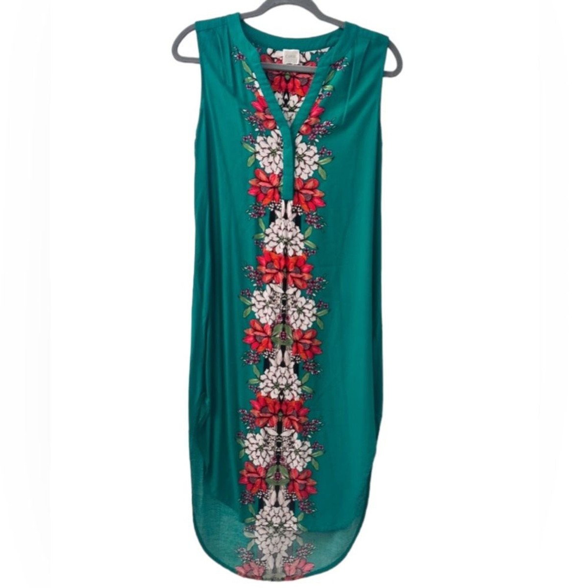 Cupio Women's Green Floral Shirt Dress Midi Size S