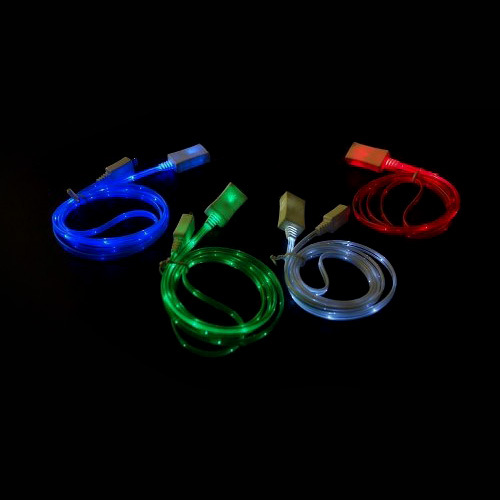 3FT USB iPhone 12/11/X/8/7/6s/6/5 LED Data Sync Light Up Noodle Charger  Cable