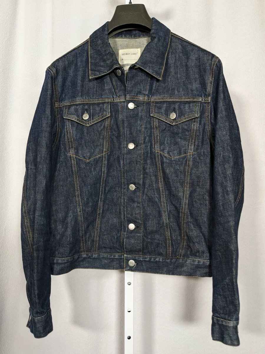 Helmut Lang Vintage Classic Raw Denim Indigo Trucker Jacket Italy 46